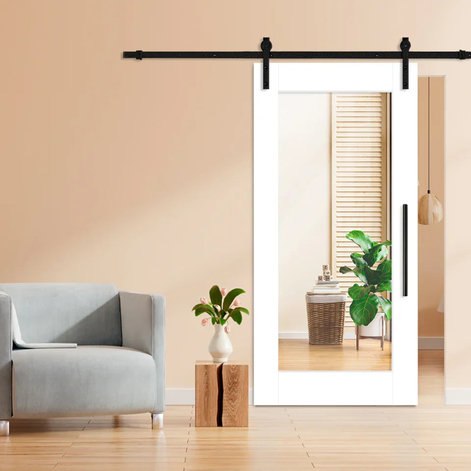 Mirror Sliding Barn Door with Mirror Panel Smdf (Ready to Ship) - 1449 - DoorDiscounter