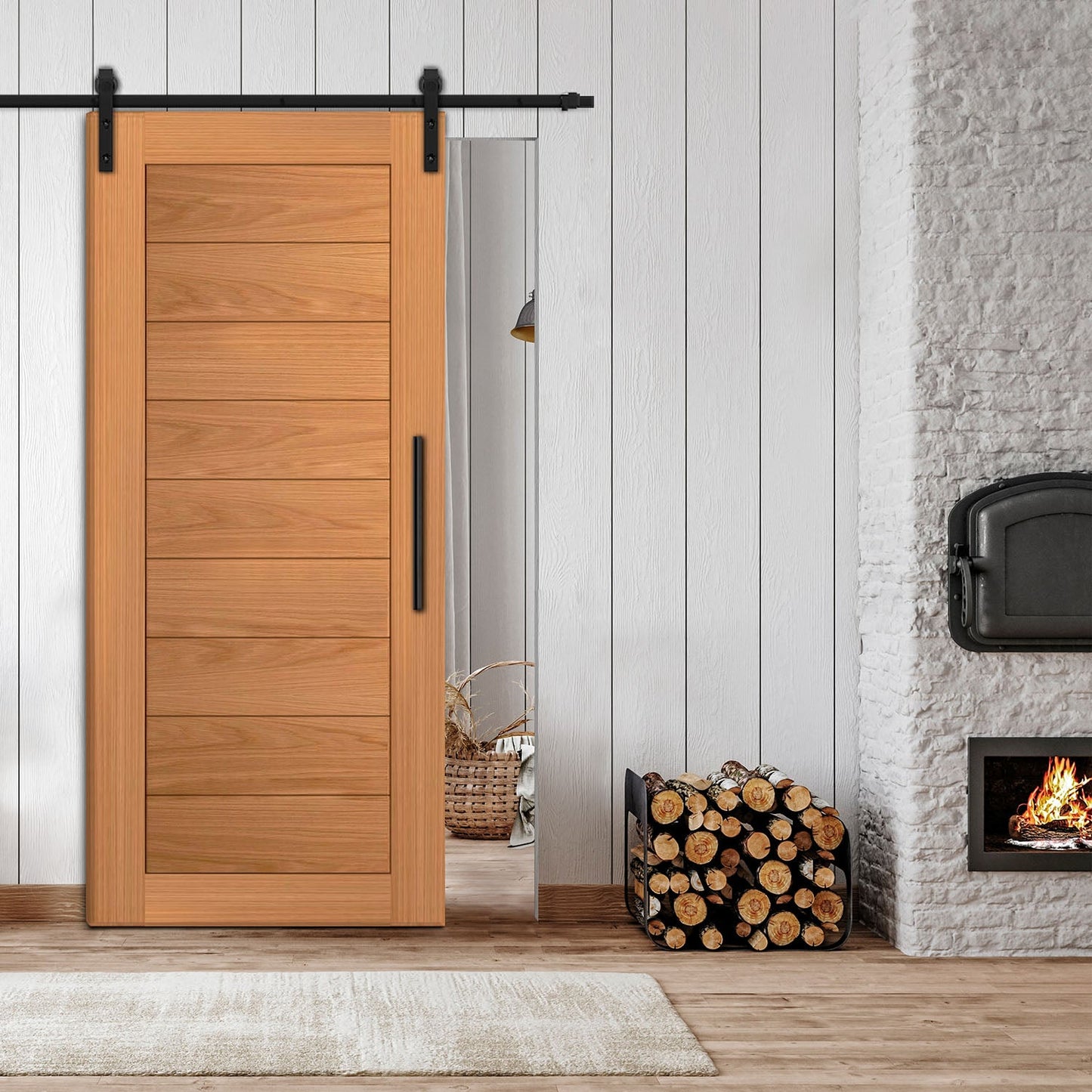 48" x 81" Oak Sliding Wooden Barn Door & Natural stain - DoorDiscounter