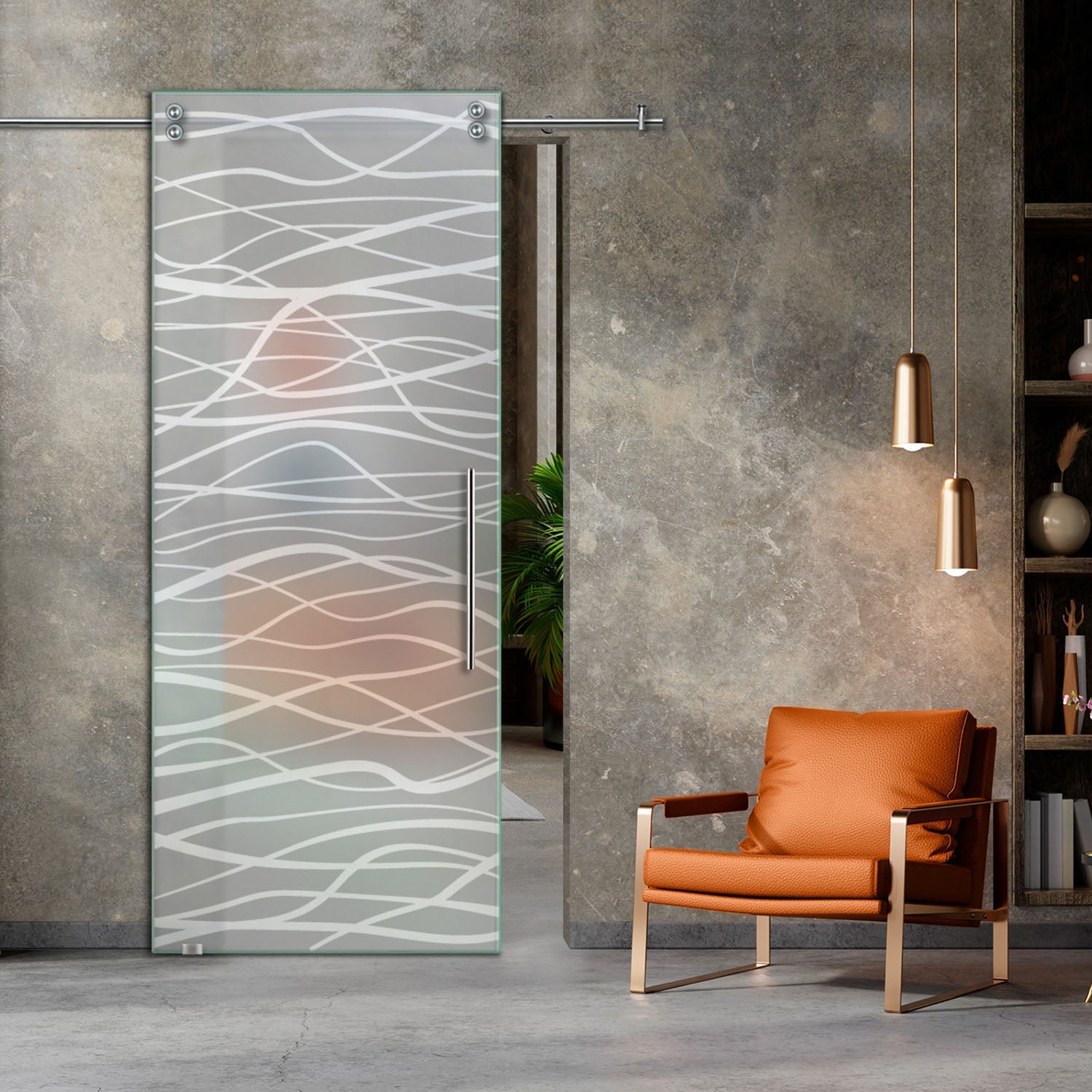 38" x 102" (Ready to ship) Frosted Sliding Glass Barn Door V2000 - 1578 - DoorDiscounter