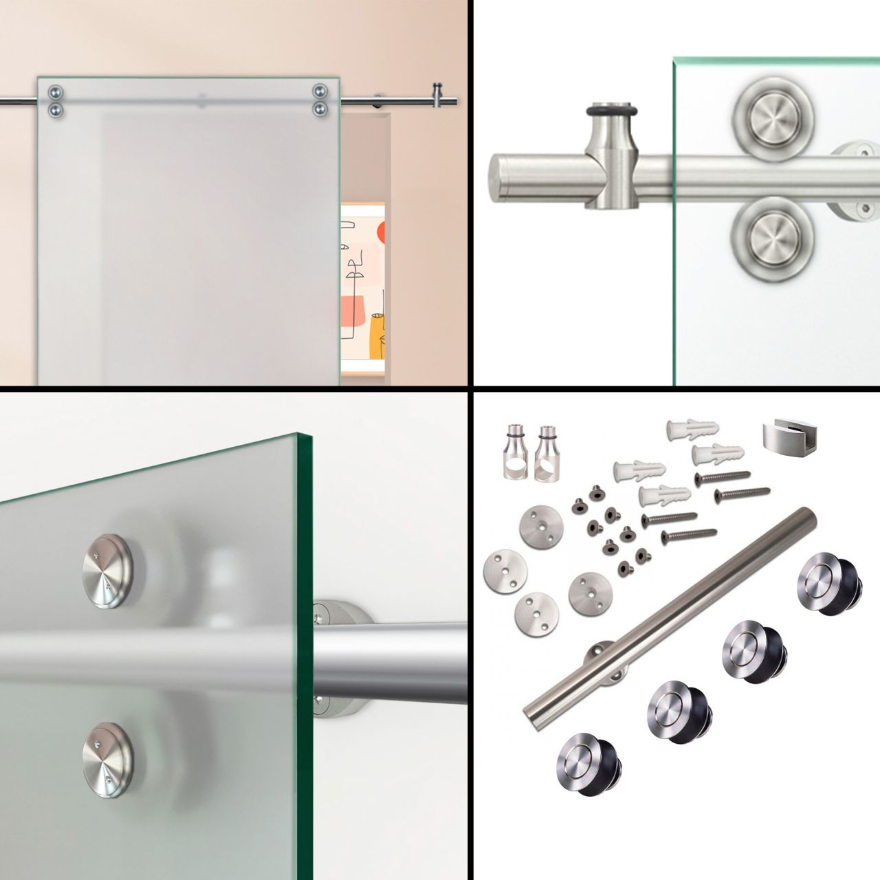 111" x 101" Double Sliding Glass Barn Door V2000 |Semi-Private - 1576 - DoorDiscounter
